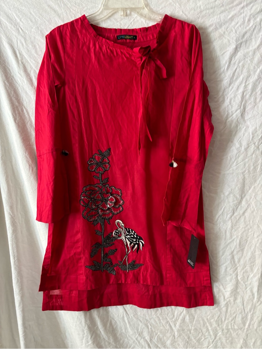 New W Tags NWT LIMELIGHT cotton asymmetrical embroidery tunic kameez Sz Small S